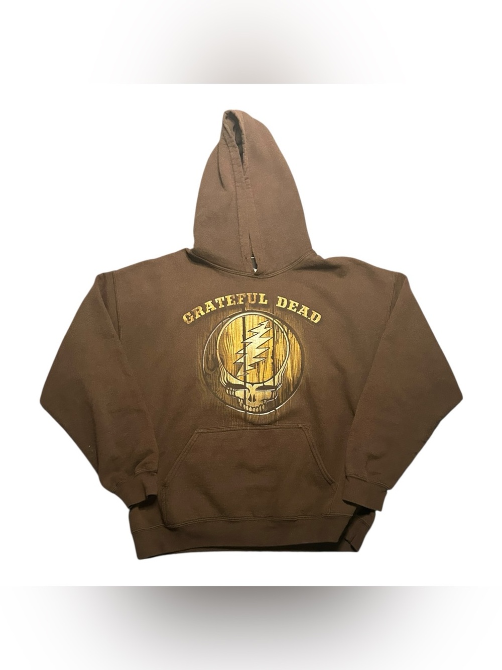 Vintage Y2K Grateful Dead Hoodie Skull Size L Large Brown Liquid Blue